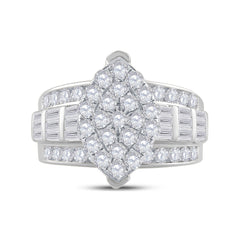 10kt White Gold Womens Diamond Oval Cluster Bridal Wedding Engagement Ring 2.00 Cttw