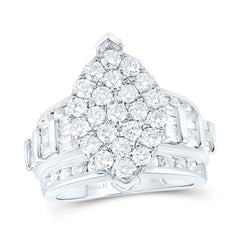 10kt White Gold Womens Round Diamond Oval Cluster Bridal Wedding Engagement Ring 3.00 Cttw