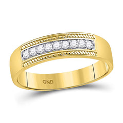 10kt Yellow Gold His & Hers Round Diamond Cluster Matching Bridal Wedding Ring Band Set 3/4 Cttw