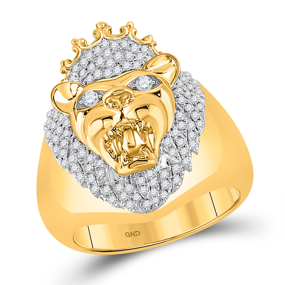 5/8CT-DIA P1P2 MENS LION RING