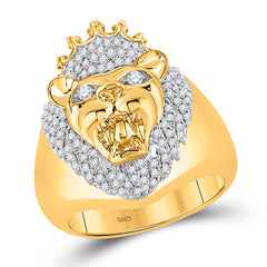 5/8CT-DIA P1P2 MENS LION RING