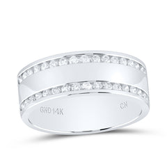 14kt White Gold Womens Round Channel-set Diamond Double Row Wedding Band 1/2 Cttw