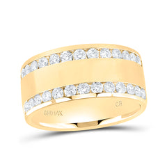 14kt Yellow Gold Womens Round Channel-set Diamond Double Row Wedding Band 1.00 Cttw