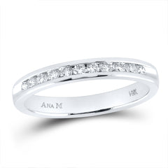 14kt White Gold Womens Round Diamond Slender 2.5mm Wedding Band 1/4 Cttw