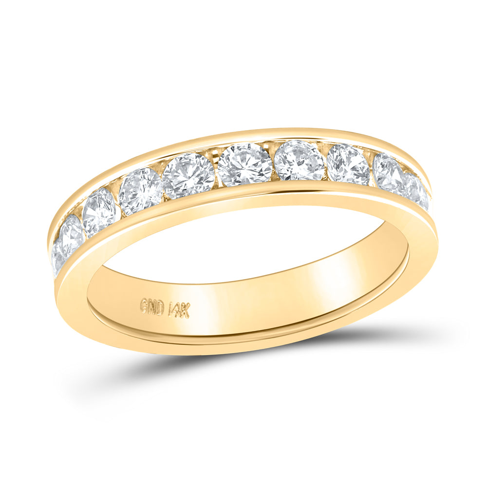 14kt Yellow Gold Womens Machine Set Round Diamond Wedding Band 1.00 Cttw