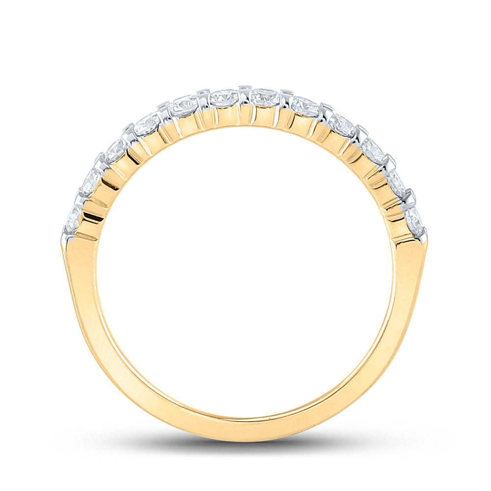 14kt Yellow Gold Womens Round Diamond Single Row Wedding Band 1/2 Cttw
