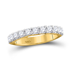 14kt Yellow Gold Womens Machine Set Round Diamond Wedding Band 1.00 Cttw