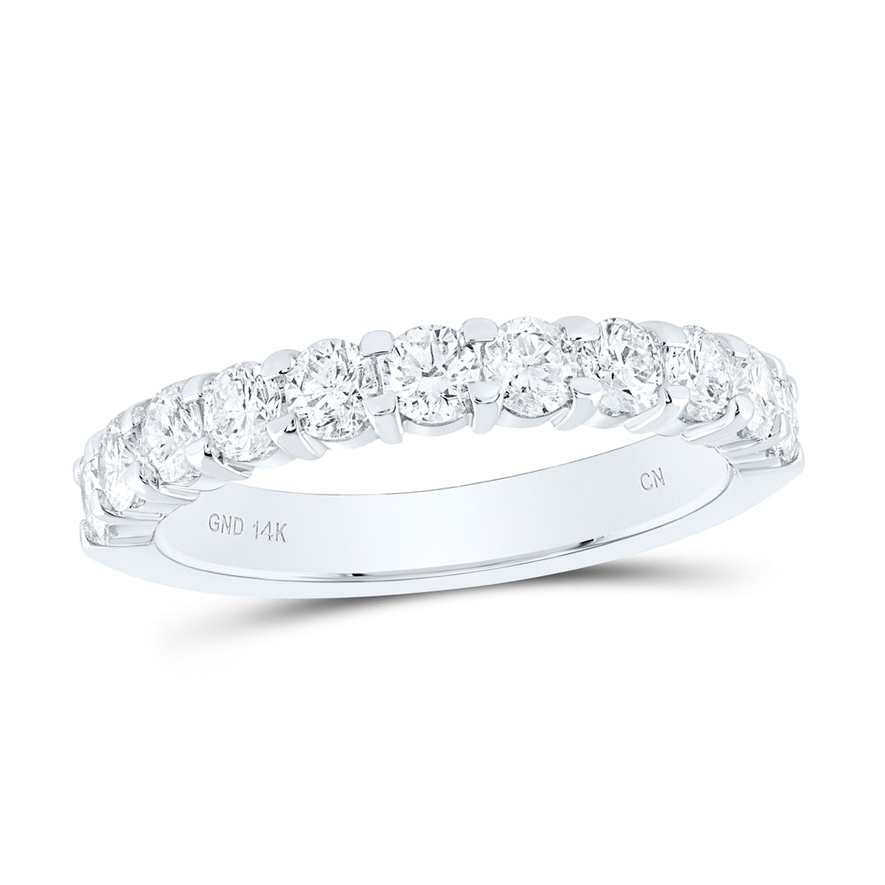 14kt White Gold Womens Round Pave-set Diamond Wedding Band 1.00 Cttw