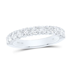 14kt White Gold Womens Round Pave-set Diamond Wedding Band 1.00 Cttw