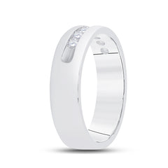 14kt White Gold Mens Machine Set Round Diamond Wedding Channel Band Ring 1/2 Cttw