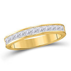 14kt Yellow Gold Womens Machine Set Princess Diamond Wedding Channel Band 1/4 Cttw