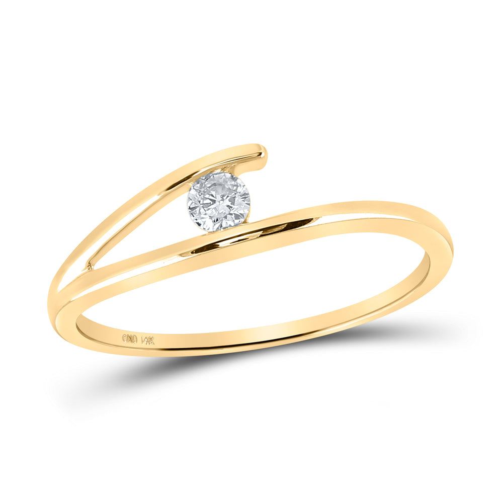 14kt Yellow Gold Womens Round Diamond Solitaire Promise Bridal Ring 1/10 Cttw