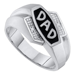 10kt White Gold Mens Diamond Dad Father Ring .01 Cttw