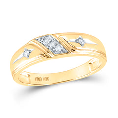 10kt Yellow Gold His Hers Round Diamond Matching Wedding Set 1/5 Cttw