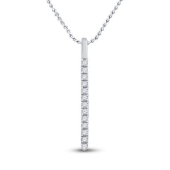 14kt White Gold Womens Round Diamond Bar Pendant 1/10 Cttw