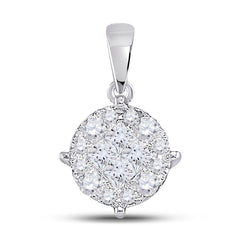 14kt White Gold Womens Princess Diamond Fashion Cluster Pendant 2.00 Cttw