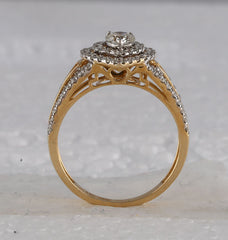 14kt Yellow Gold Womens Round Diamond Bridal Wedding Engagement Ring Band Set 1-1/5 Cttw