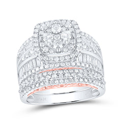14kt Two-tone Gold Womens Round Diamond Bridal Wedding Engagement Ring Band Set 2-1/2 Cttw