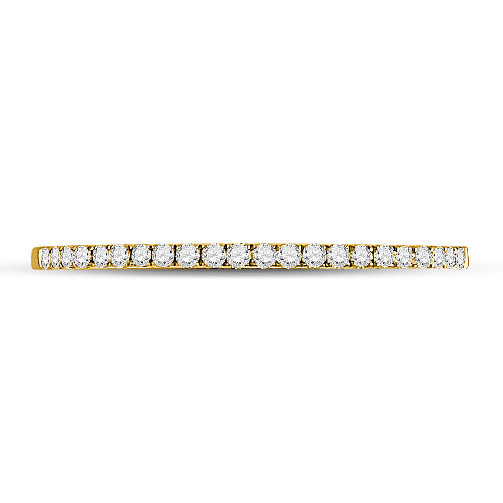 10K Yellow Gold Womens Round Natural Diamond Timeless Stackable Band Ring 1/8 CTW 0.65 Gram