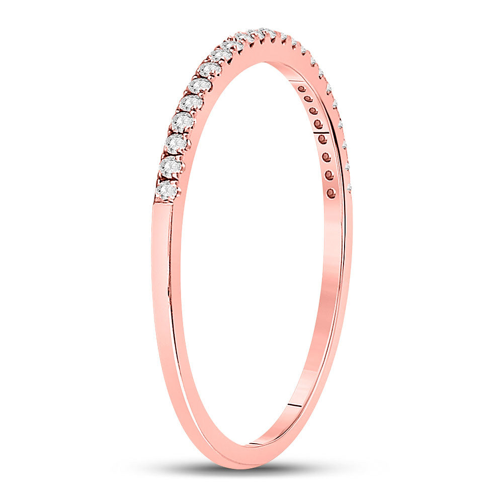 10K Rose Gold Womens Round Natural Diamond Timeless Stackable Band Ring 1/8 CTW 0.69 Gram