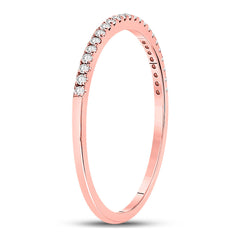 10K Rose Gold Womens Round Natural Diamond Timeless Stackable Band Ring 1/8 CTW 0.69 Gram