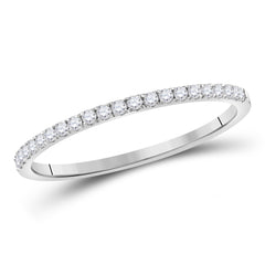 10kt White Gold Womens Round Diamond Timeless Stackable Band Ring 1/6 Cttw