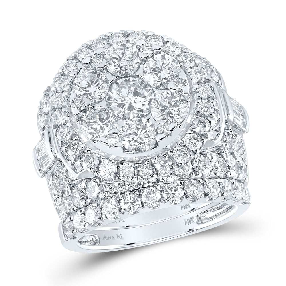 14kt White Gold Womens Round Diamond Bridal Wedding Engagement Ring Band Set 6.00 Cttw