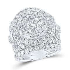 14kt White Gold Womens Round Diamond Bridal Wedding Engagement Ring Band Set 6.00 Cttw