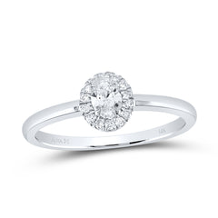 10kt White Gold Womens Oval Diamond Solitaire Stackable Band Ring 1/3 Cttw