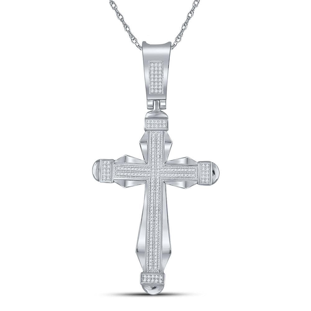 10K White Gold 1/2 Ct-Natural Diamondcross Mens Charm 8.37 Gram