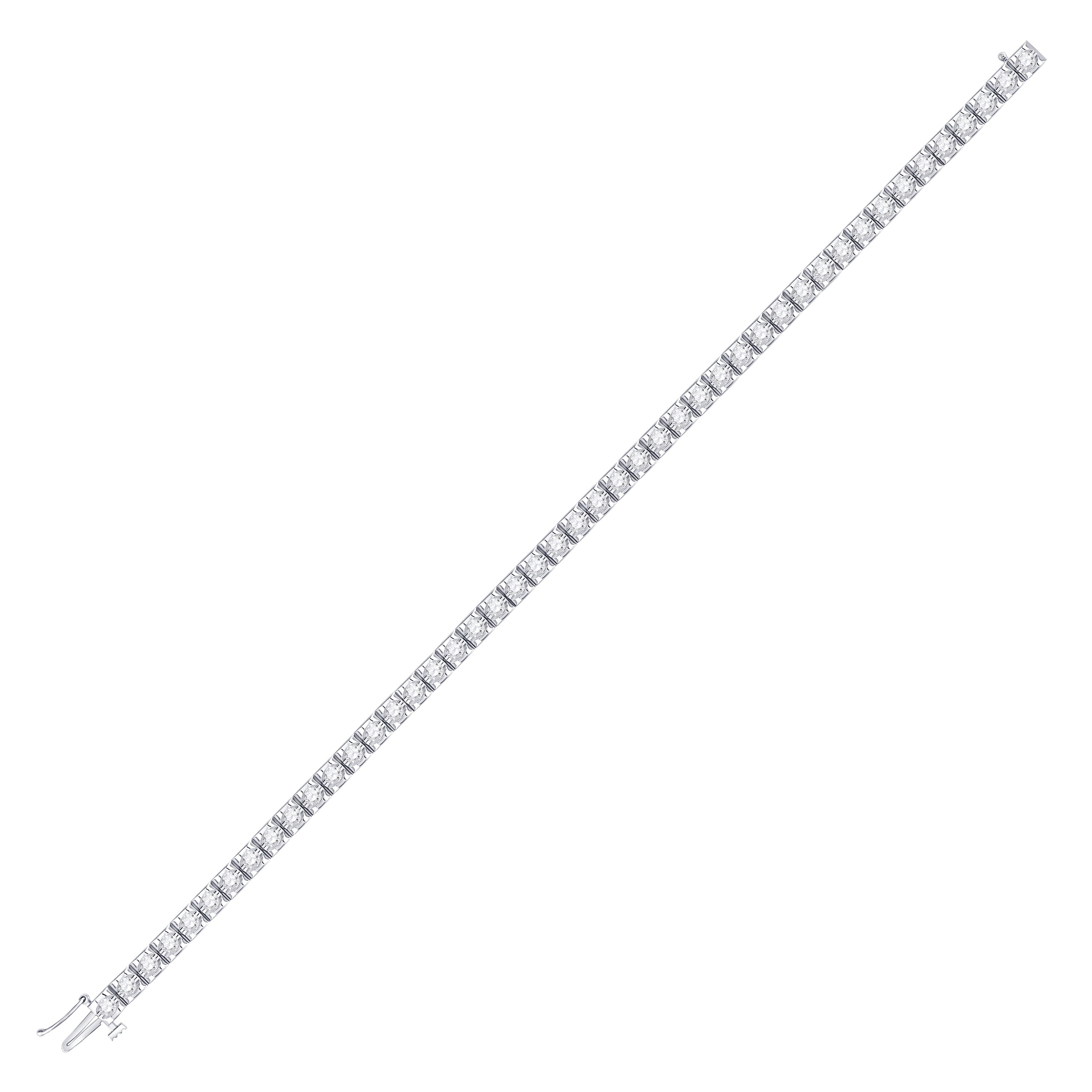 14kt White Gold Womens Round Diamond Studded Tennis Bracelet 2.00 Cttw