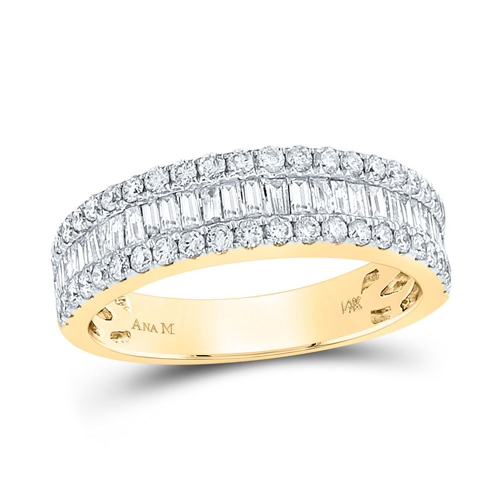 14kt Yellow Gold Womens Baguette Diamond Fashion Anniversary Ring 7/8 Cttw