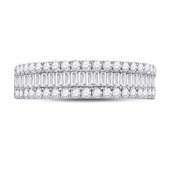 14kt White Gold Womens Baguette Diamond Anniversary Band Ring 7/8 Cttw