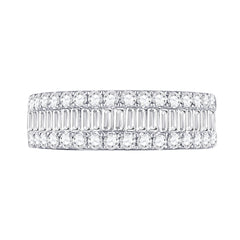 14kt White Gold Womens Baguette Diamond Anniversary Band Ring 1-1/2 Cttw