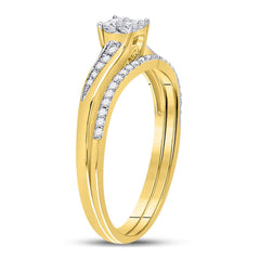 10kt Yellow Gold Princess Diamond Cluster Bridal Wedding Ring Band Set 1/3 Cttw
