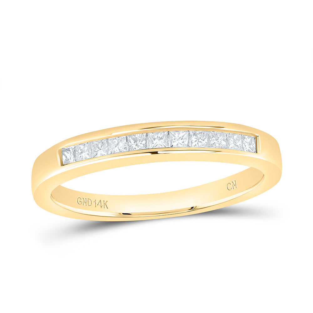 14kt Yellow Gold Womens Princess Diamond Wedding Channel Set Band 1/4 Cttw Size 8