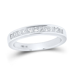 14kt White Gold Womens Princess Channel-set Diamond Single Row Wedding Band 1/2 Cttw