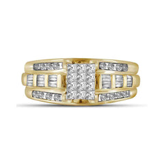 10kt Yellow Gold Womens Princess Diamond Cluster Bridal Wedding Engagement Ring 1/2 Cttw - Size 6
