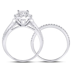 14kt White Gold Womens Princess Diamond Bridal Wedding Engagement Ring Band Set 1.00 Cttw
