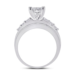 10kt White Gold Womens Princess Diamond Cluster Bridal Wedding Engagement Ring 1.00 Cttw