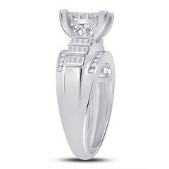 10kt White Gold Womens Princess Diamond Cluster Bridal Wedding Engagement Ring 1.00 Cttw