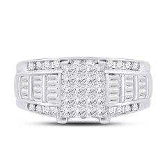 10kt White Gold Womens Princess Diamond Cluster Bridal Wedding Engagement Ring 1.00 Cttw