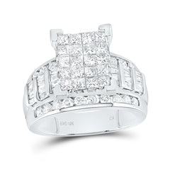 10kt White Gold Womens Princess Diamond Cluster Bridal Wedding Engagement Ring 2.00 Cttw - Size 8