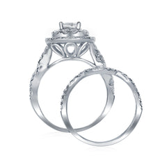 14kt White Gold Womens Princess Diamond Bridal Wedding Engagement Ring Band Set 2.00 Cttw (Certified)