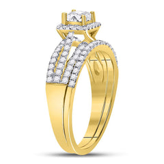 14kt Yellow Gold Womens Princess Diamond Bridal Wedding Engagement Ring Band Set 1.00 Cttw