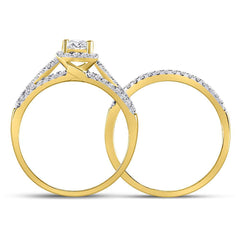 14kt Yellow Gold Womens Princess Diamond Bridal Wedding Engagement Ring Band Set 1.00 Cttw