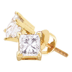 14K Yellow Gold 5/8 Ct-(Exce) Natural Diamondprincess Studs Cerified 0.56 Gram