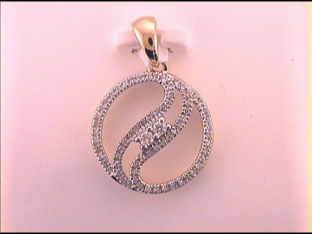 10kt Yellow Gold Womens Diamond 2-Stone Fashion Pendant 1/6 Cttw