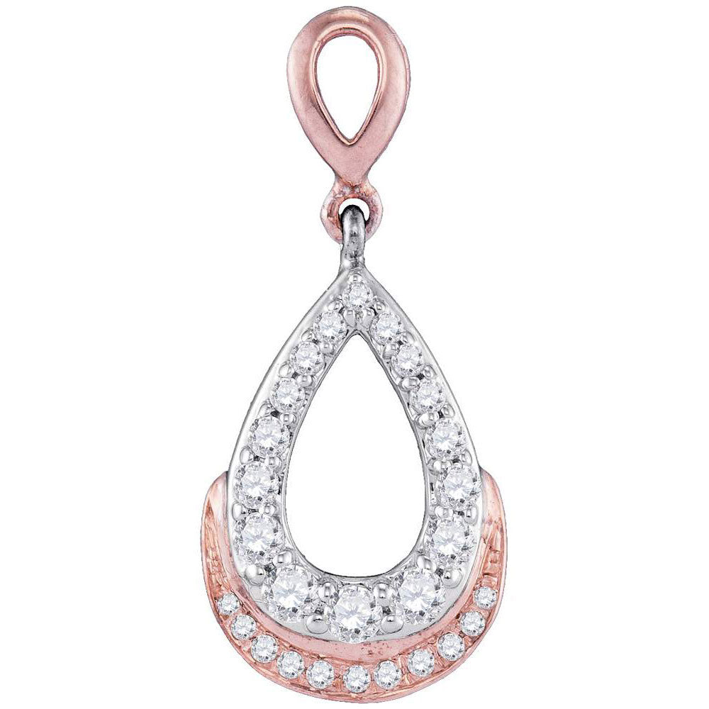 10kt Two-tone Gold Womens Round Diamond Teardrop Pendant 1/3 Cttw