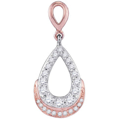 10kt Two-tone Gold Womens Round Diamond Teardrop Pendant 1/3 Cttw